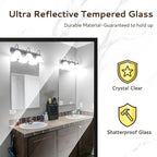 Bathroom Mirror 26"x38" Wall Rectangle Mirror Black Vanity Square Frosted Metal Frame Anti-Rust Tempered Glass Hangs Mirror for Bathroom Bedroom Entryway Living Room Decorative