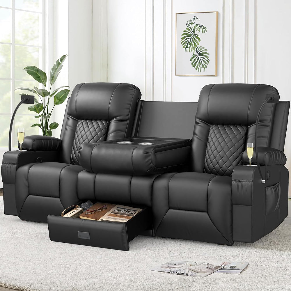 FURNIMAT Loveseat Recliner Sofa, Modern Dual Reclining Sofa with Flip Back Co...
