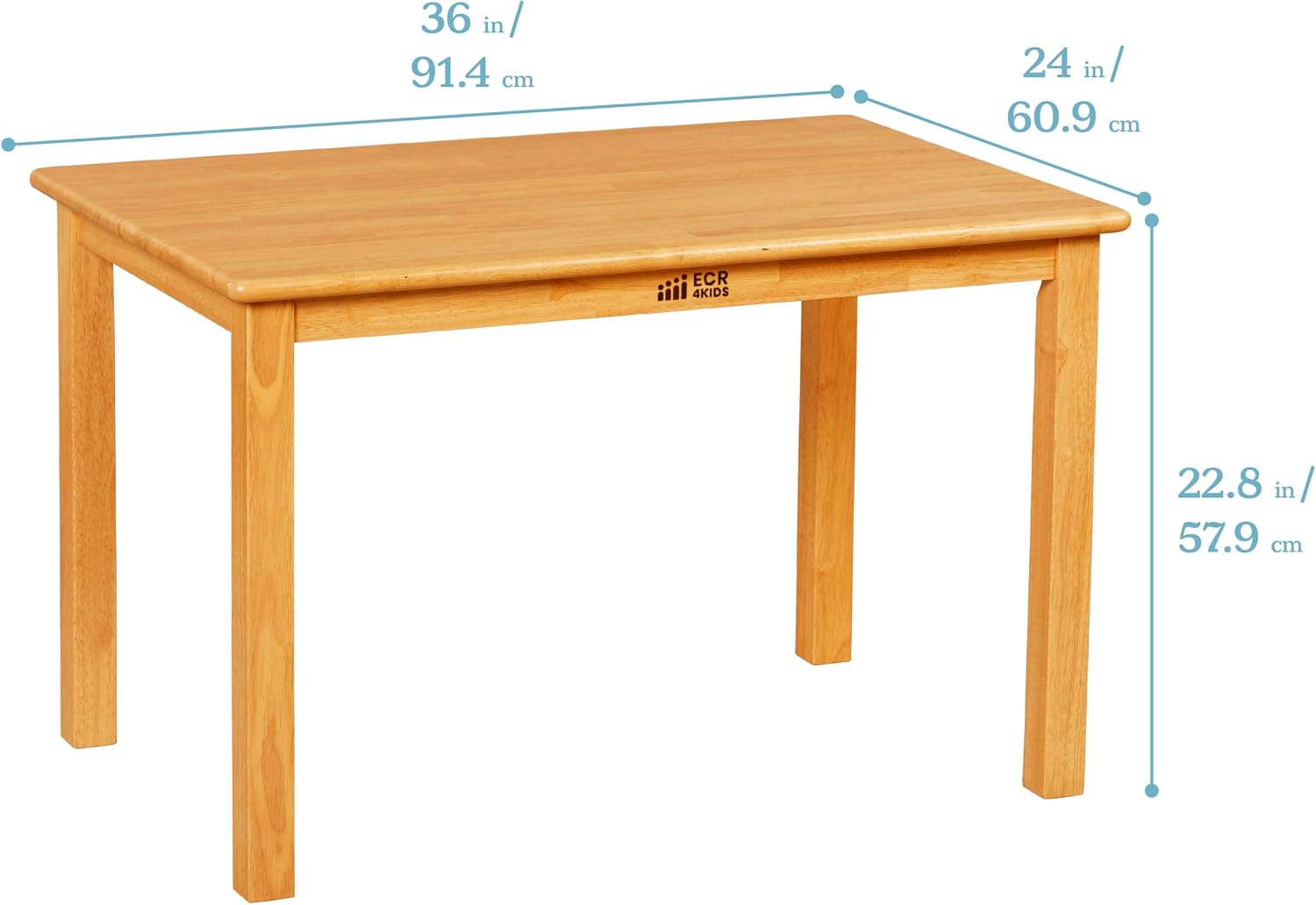 ECR4Kids 24in x 36in Rectangular Hardwood Table with 22in Legs, Childrens Furniture, Honey