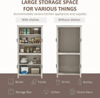 HOMCOM 64" Kitchen Pantry Cabinet Freestanding with 4 Doors Antique White | Storage Cabinet, 3 Adjustable Shelves, for Dining Room