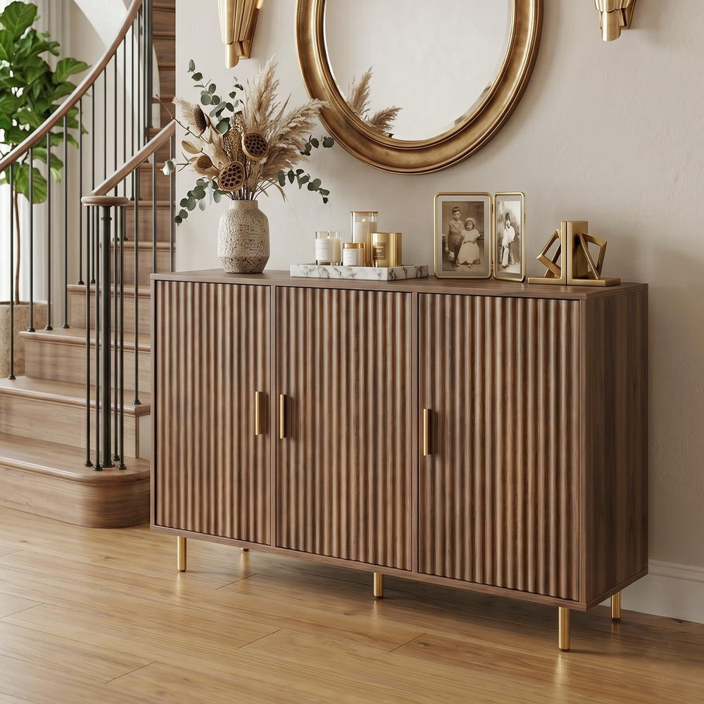 DIYART Rustic Brown Sideboard Buffet Cabinet, Accent Coffee Bar Cabinet with ...