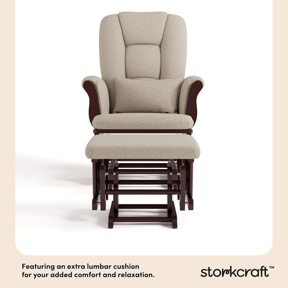 Storkcraft Tuscany Glider & Ottoman and Lumbar Pillow, Espresso/Taupe Swirl