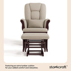 Storkcraft Tuscany Glider & Ottoman and Lumbar Pillow, Espresso/Taupe Swirl | GREENGUARD Gold Certified, Bonus Lumbar Cushion Included, Solid Wood Base, Smooth Motion, Award-Winning Nursery Rocking Chair