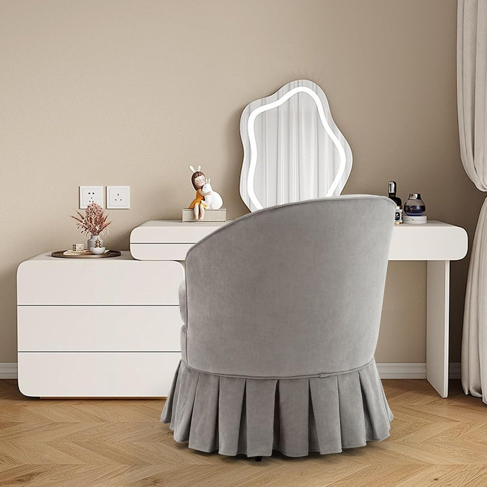 GarveeHome Vanity Stool, Upholstered Tall Back Arm Chair w/Side Pockets, Wood...