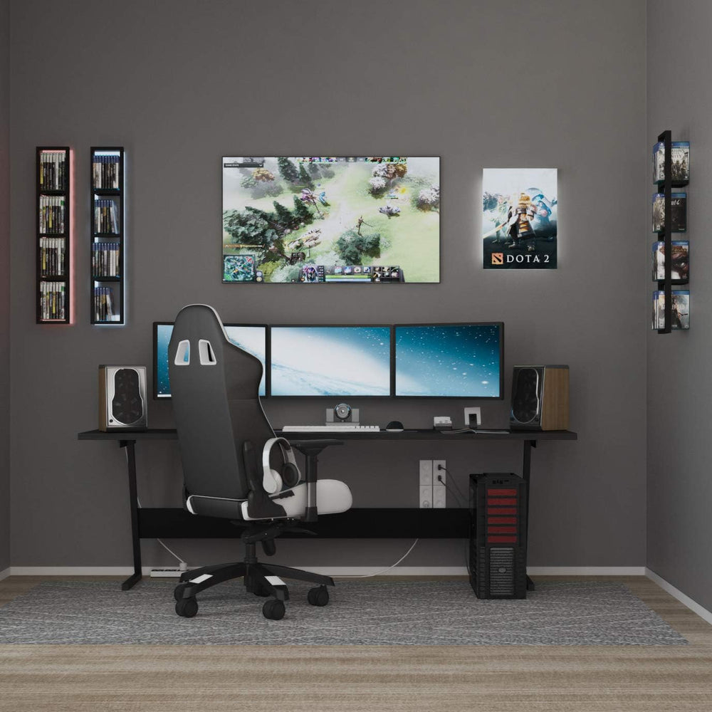 You Have Space Black Floating Shelves for Wall, 34 Inch Video Games CD DVD St...