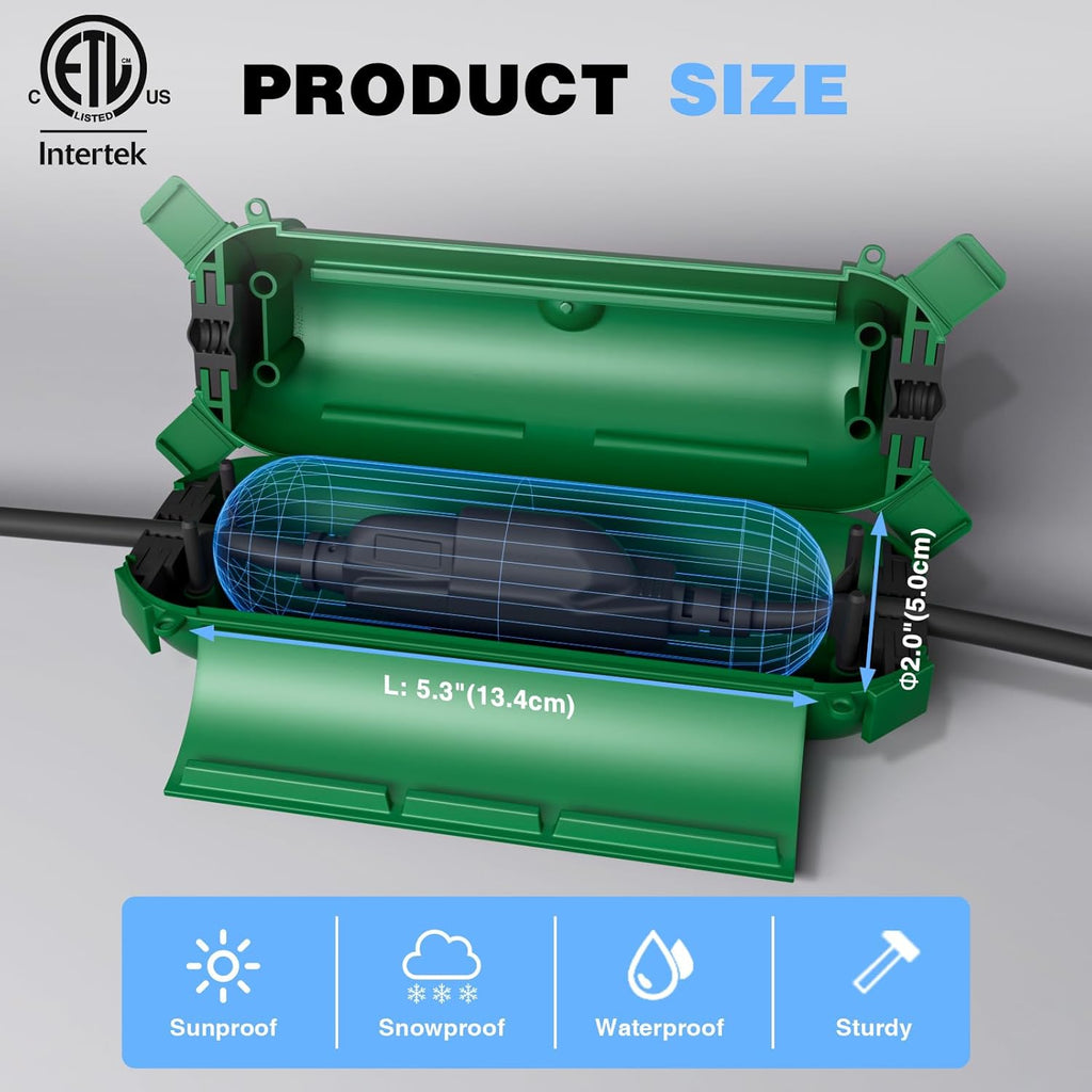 Flemoon [9 Pack] Outdoor Extension Cord Safety Cover, IPX4 Waterproof Connection Protector, Weatherproof Electrical Box for Outdoor Plug, Outlet, Holiday Light, Christmas Decorations, Green