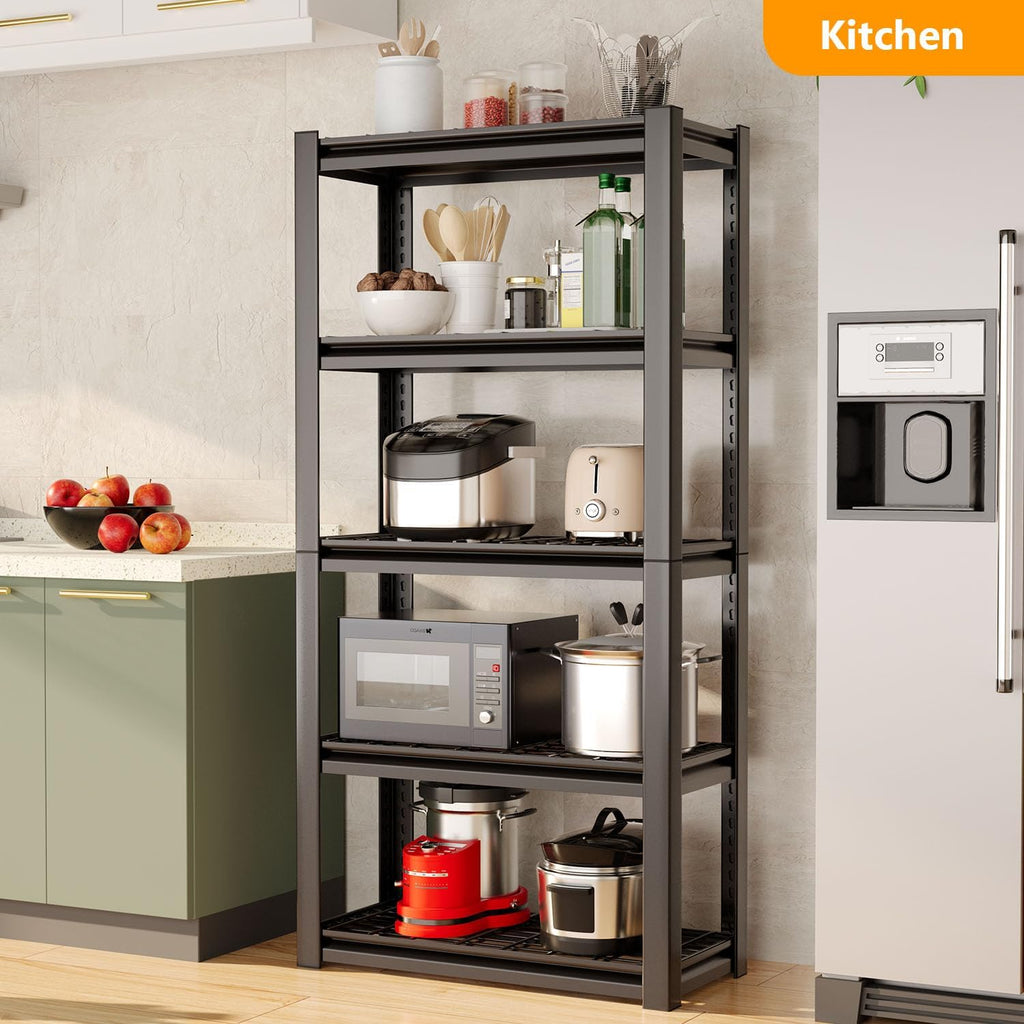 Heavy Duty Storage Shelving Unit (72" H x 35" W x 16" D) | Adjustable 5-Tier Metal Rack, Standing Utility Shelves, Garage, Basement, Pantry, Kitchen, Warehouse, 3000 lbs Capacity