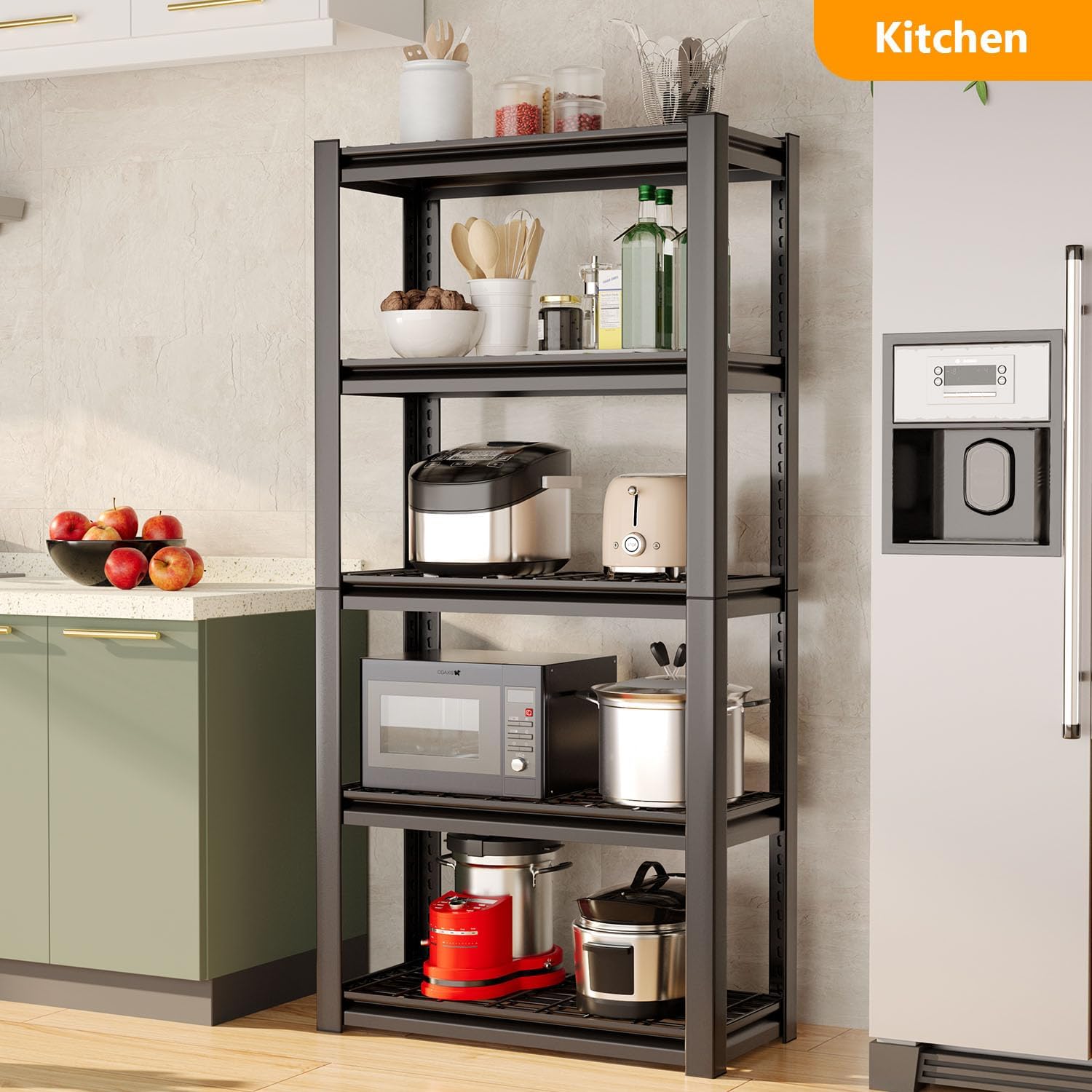 Heavy Duty Storage Shelving Unit (72" H x 35" W x 16" D) | Adjustable 5-Tier Metal Rack, Standing Utility Shelves, Garage, Basement, Pantry, Kitchen, Warehouse, 3000 lbs Capacity