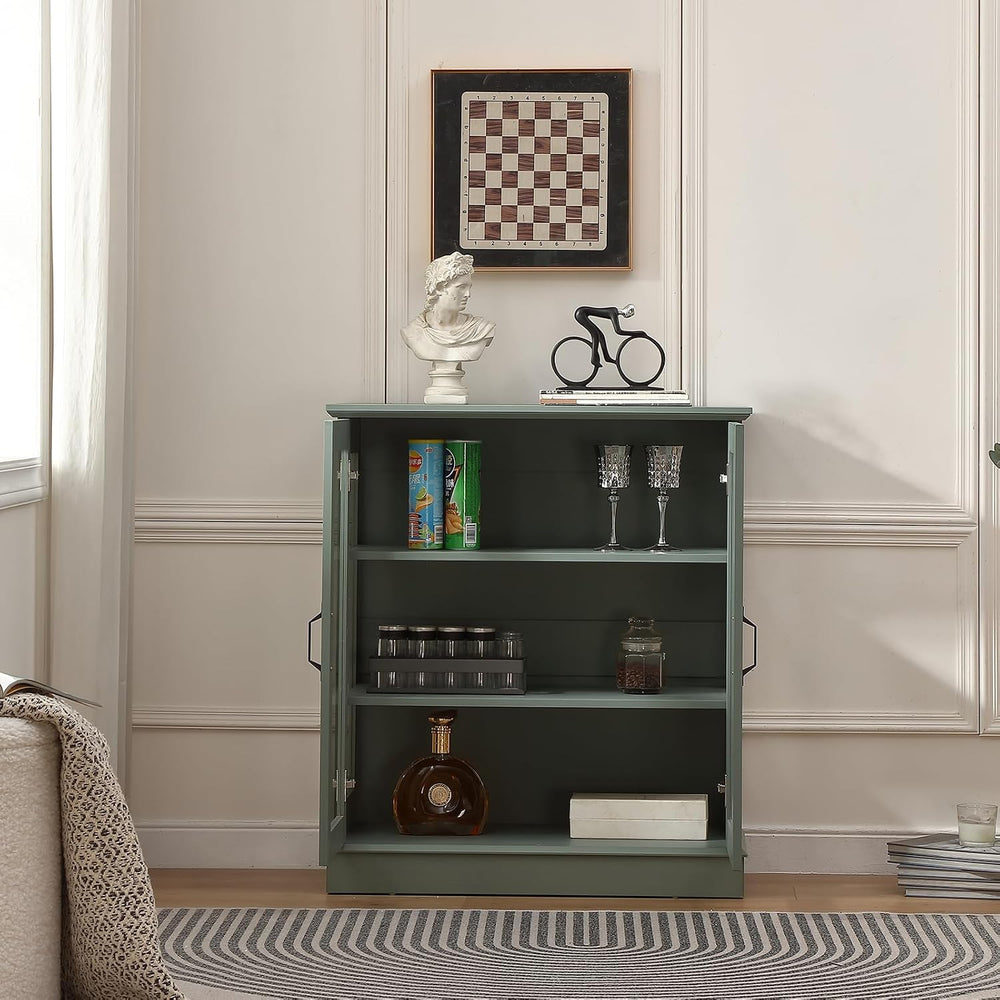 FOREST GRAVITY 31.5'' Small Display Buffet Cabinet with Glass Doors f...