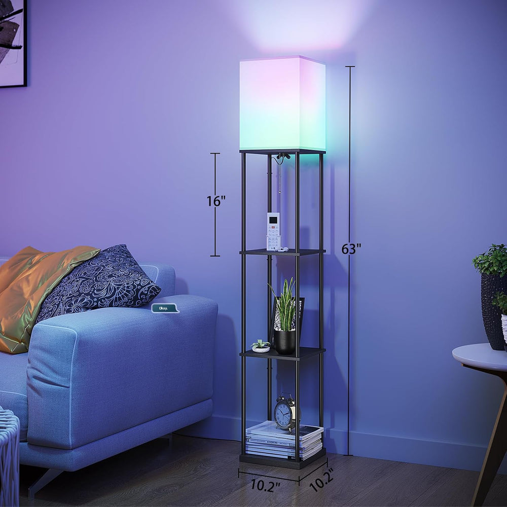 SUNMORY Floor Lamp with Shelves, Smart APP Control Standing Lamps with RGB Bu...