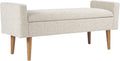 HomePop Fulton 48" Storage Bench - Textured Cream Fabric