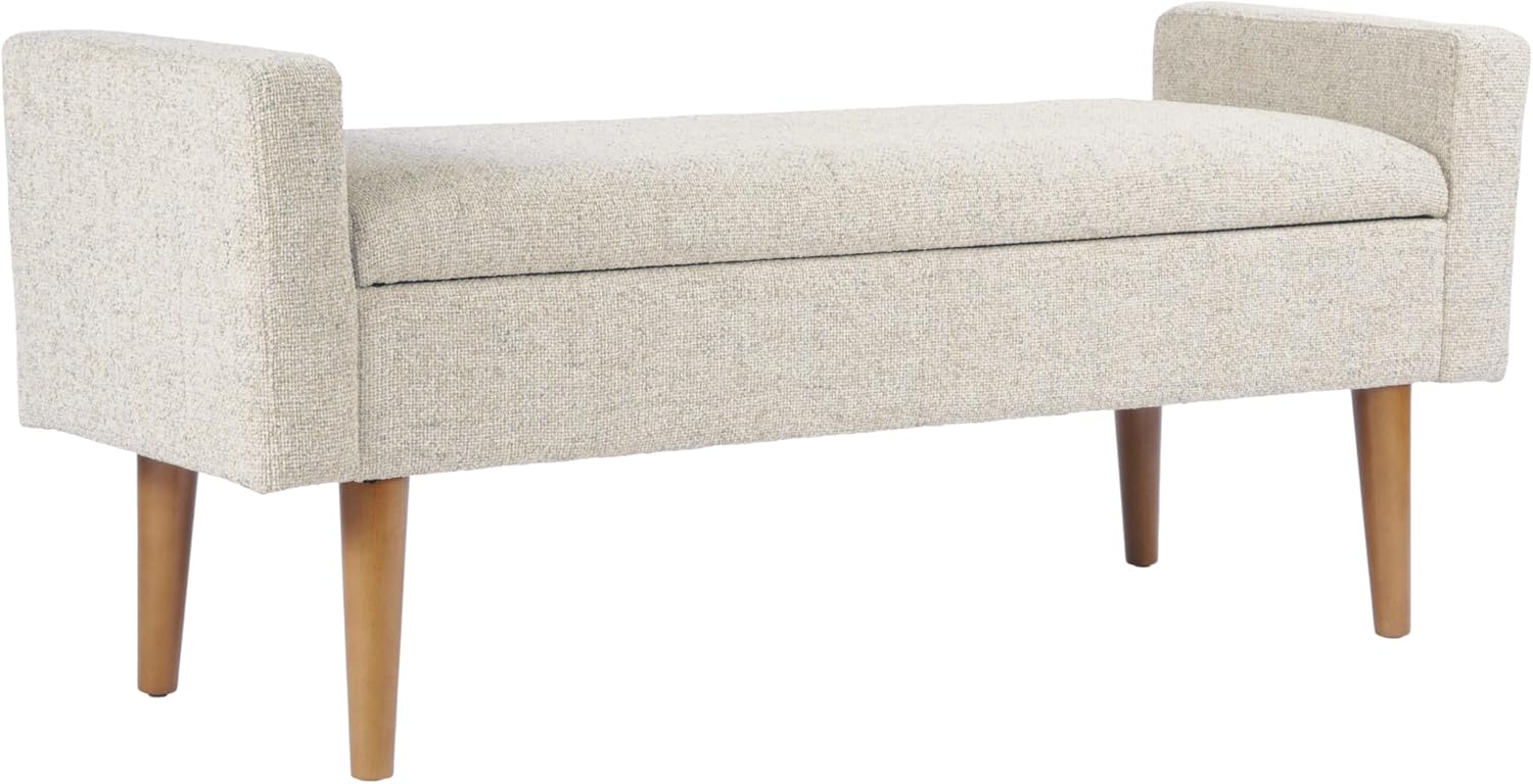 HomePop Fulton 48" Storage Bench - Textured Cream Fabric