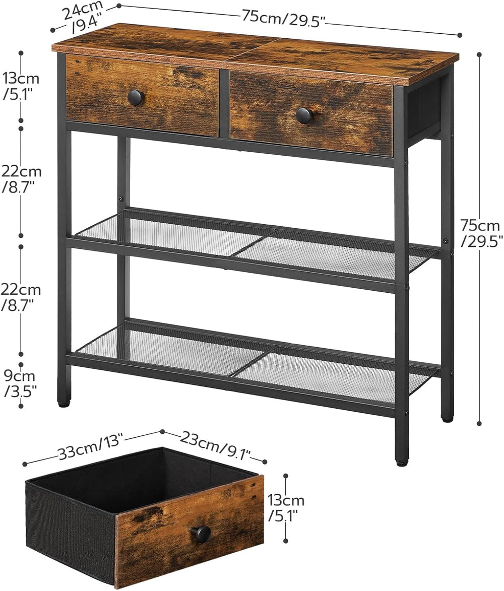 HOOBRO 29.5" Narrow Console Table with 2 Fabric Drawers, Sofa Table, Sma...