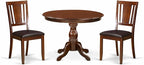 East West Furniture HBDU3-MAH-C 3 Piece Dining Set Contains a Round Dining Room Table with Pedestal and 2 Linen Fabric Upholstered Kitchen Chairs, 42x42 Inch, Mahogany