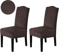H.VERSAILTEX Velvet Dining Chair Covers Stretch Chair Covers for Dining Room Set of 2 Parson Chair Slipcovers Chair Protectors Covers Dining, Soft Thick Solid Velvet Fabric Washable, Brown Striped