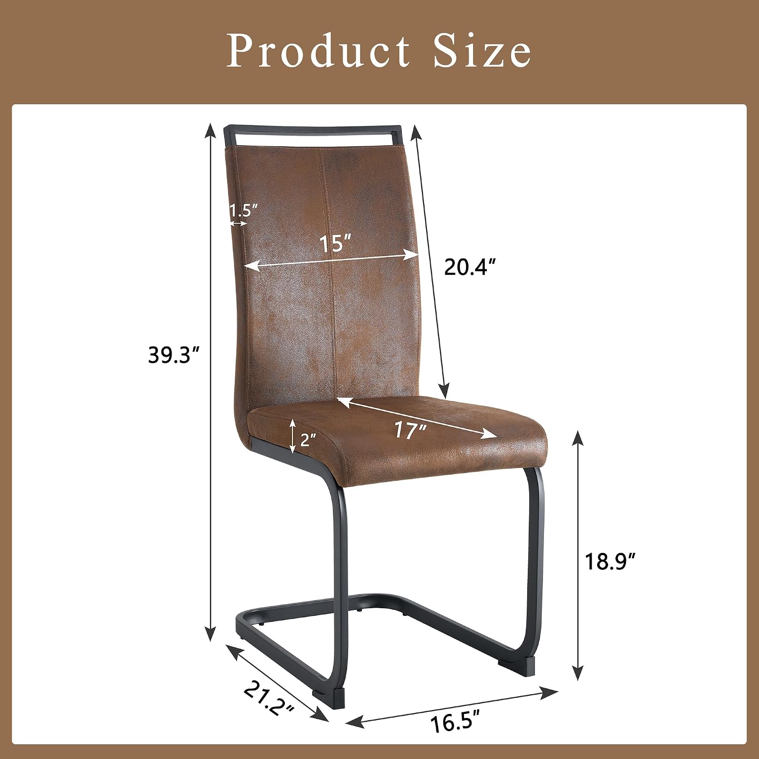 Baysitone Modern Dining Chairs Set of 4, Side Dining Room Chairs, High Back Kitchen Chairs with Suede Fabric Padded Seat for Dining Room,Kitchen, Living Room Brown