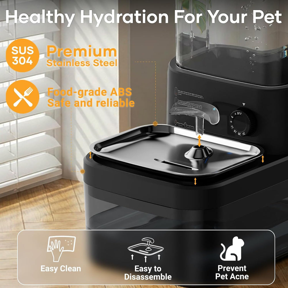 3L Filterless Cat Water Fountain, Wireless, Wastewater Separation,Black