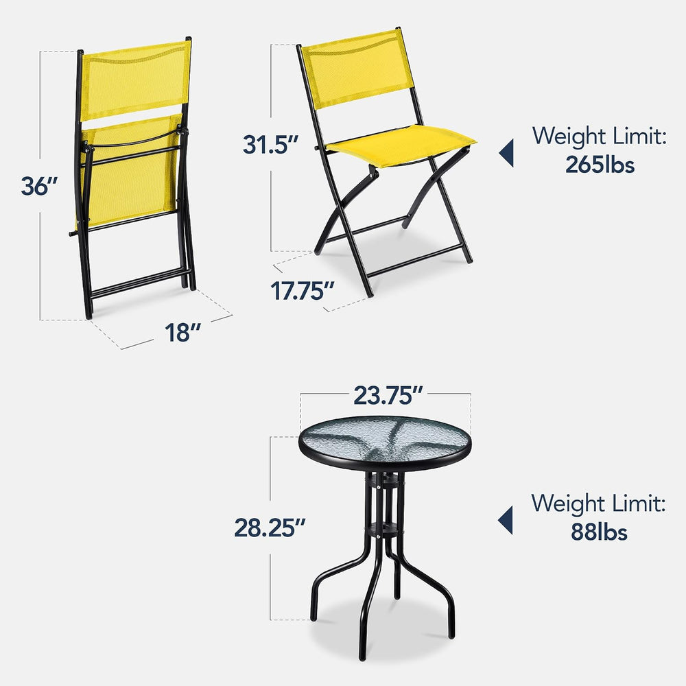 Best Choice Products 3-Piece Patio Bistro Dining Furniture Set w/Textured Gla...