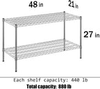 21" Deep x 48" Wide x 27" Height Wire Shelving Kit | 2-Tier | NSF Commercial Storage Rack Unit