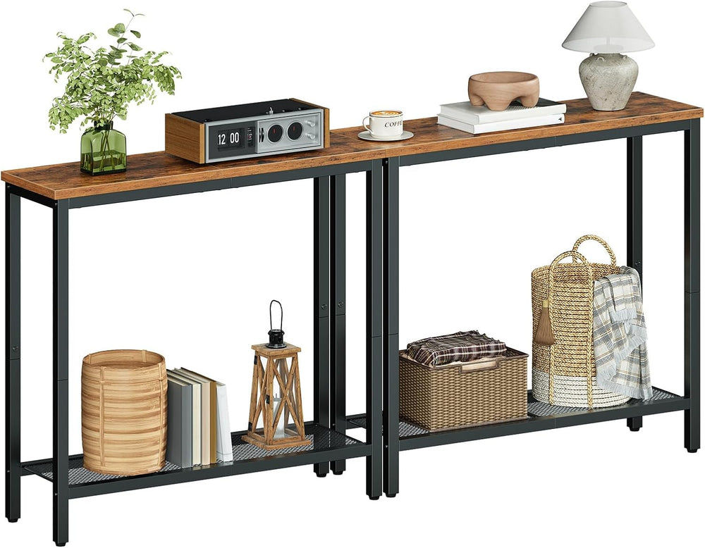 HOOBRO 29.5" Narrow Console Table, Set of 2, Small Entryway Table with S...