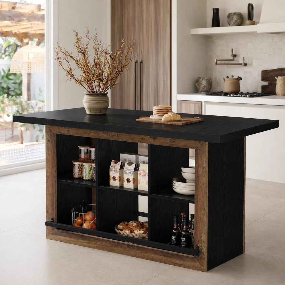 Tribesigns Kitchen Island with Storage, 62.6" Farmhouse Kitchen Island T...