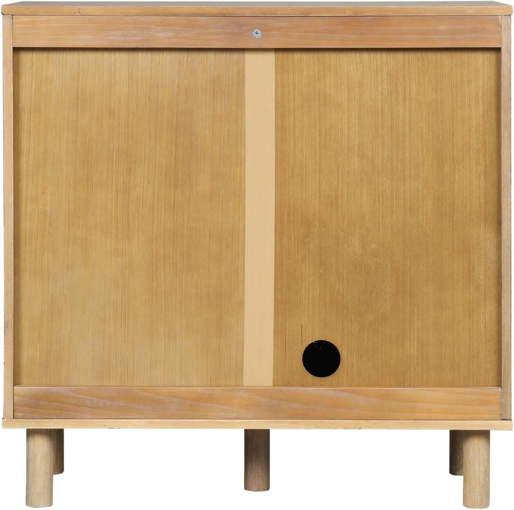 Nathan James Beacon Accent Buffet Sideboard Cabinet, Natural Light Wood Stora...