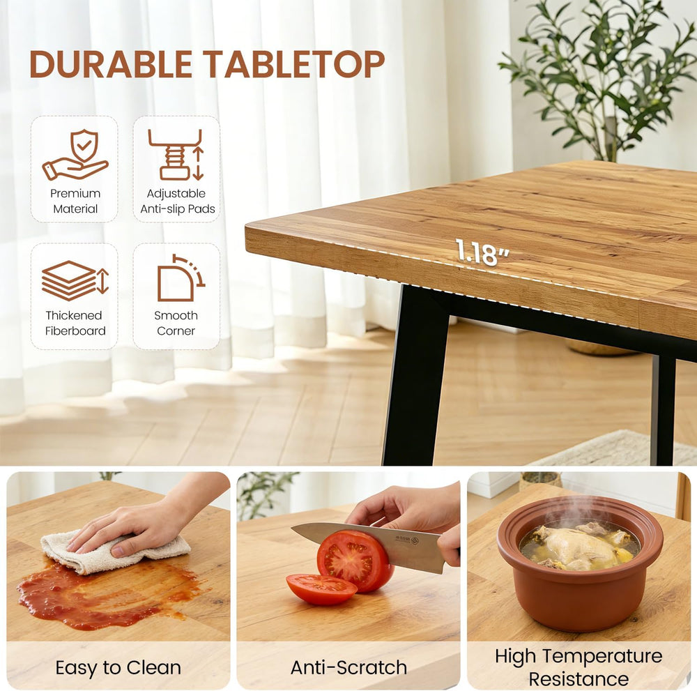 Extendable Dining Table for 4 to 8 People, 47.2" to 63" Modern Kitc...