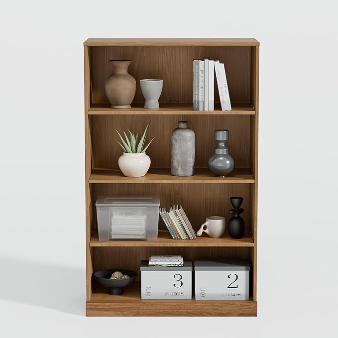 49" Wooden Book Shelf, 2 Shelf Bookcase, Modern Bookshelf with Adjustable Shelf for Home Office, Study Room, Oak