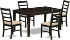 East West Furniture CAPF5-CAP-C 5 Piece Dining Room Furniture Set Includes a Rectangle Kitchen Table and 4 Linen Fabric Upholstered Dining Chairs, 36x60 Inch, Cappuccino