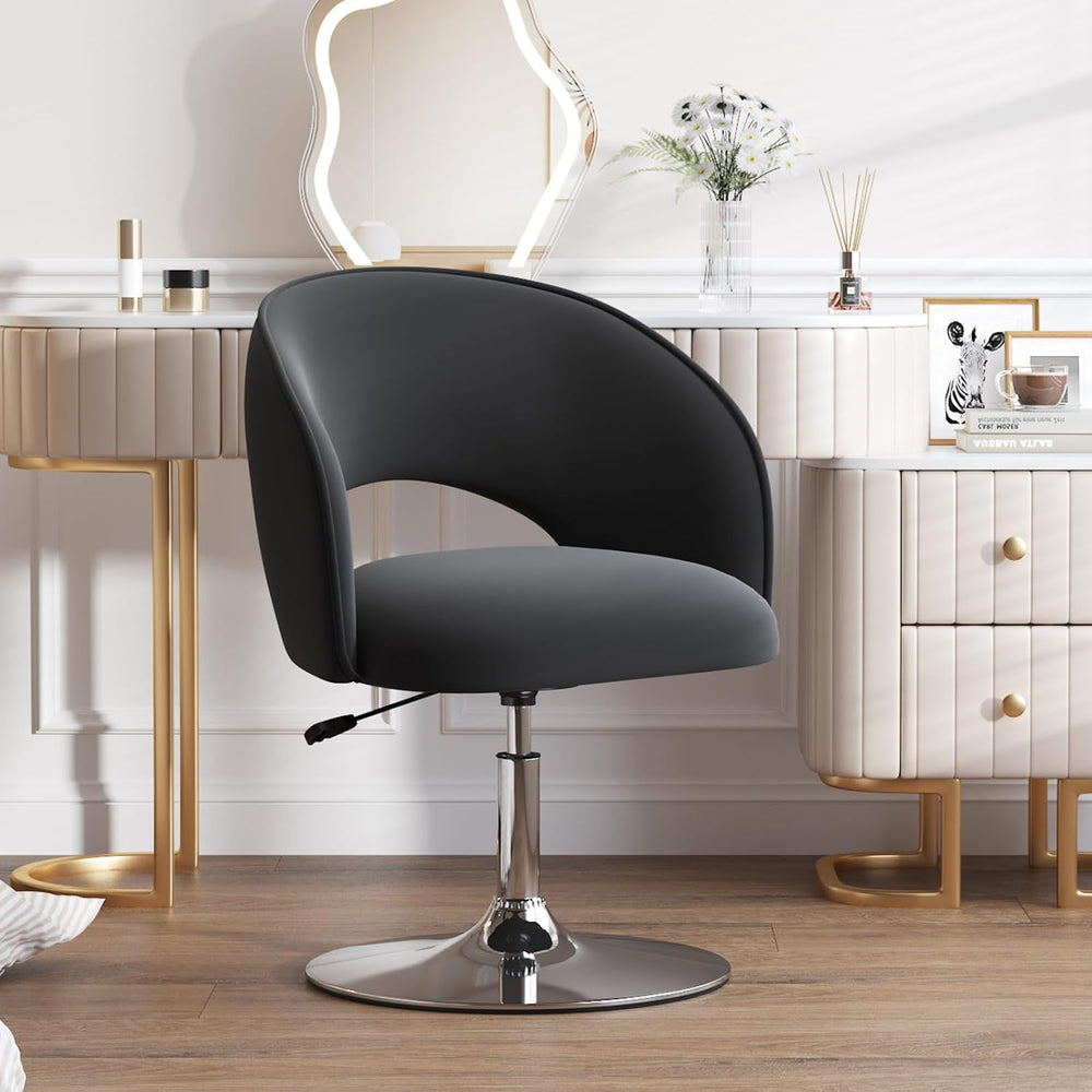 Furniliving Vanity Chair, Salon Chair Flexible Round-Back, 360° Accent Chair ...