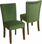 HomePop Parsons Classic Upholstered Accent Dining Chair, Set of 2, Dark Green Velvet