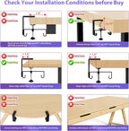 Univivi No Drill Under Desk Cable Management Tray, 48" Cord Organizer for Table, Clamp/Screw Mount Desk Cable Management, Premium Fabric Cable Management Tray for Office, Home (Extra Large)