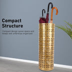 Metal Stylish Hollow Copper Pattern Umbrella Holder Bin for Entryway, Rustproof Indoor Umbrella Stand for Home Office, 1pc (Large)