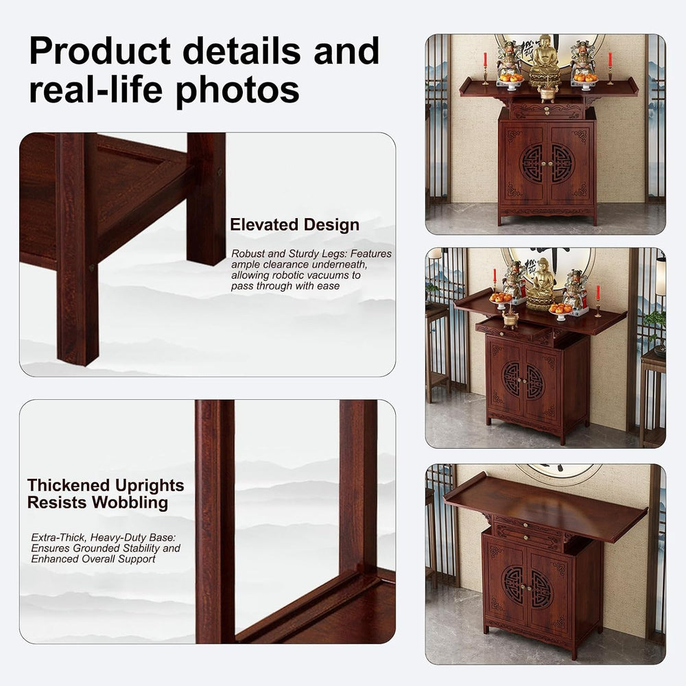 Free Standing Altar Table, Prayer Altar, Chinese Meditation Shrine Table with...