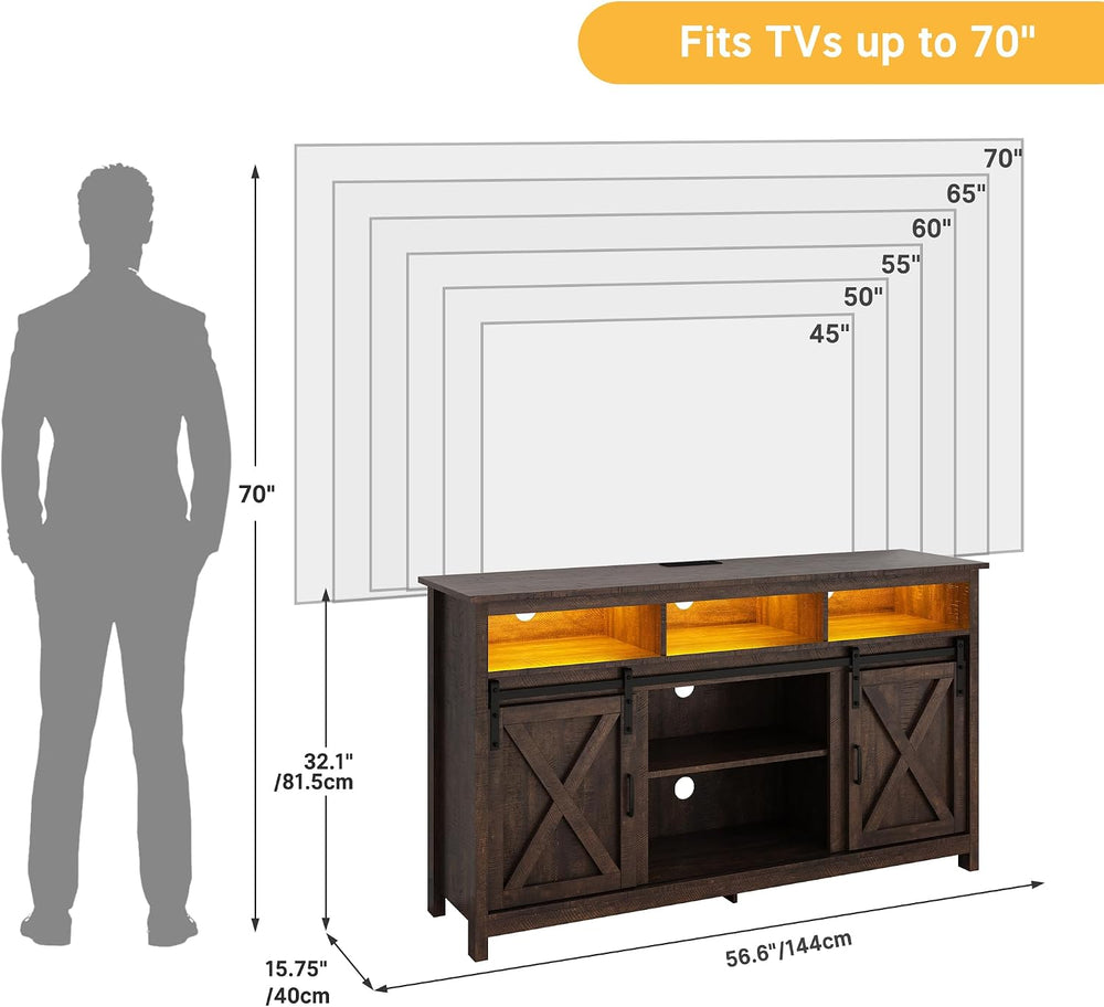 Vinctik 6&Fox 57In Wooden Farmhouse Entertainment Center for 60/65 inch T...