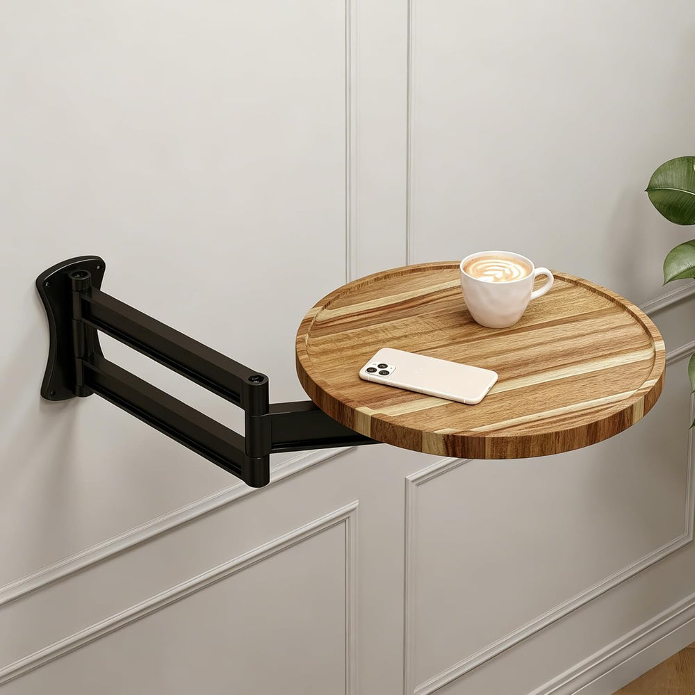 Wall Mounted Folding Table,11" Acacia Bedside Shelf Wall Mount Floating ...