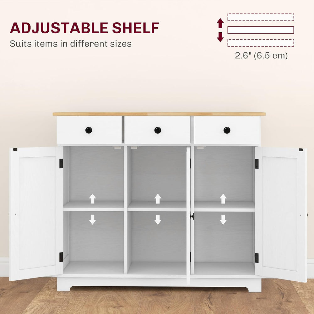 Sideboard with Solid Wood Countertop, Modern Kitchen Storage Cabinet, Coffee ...