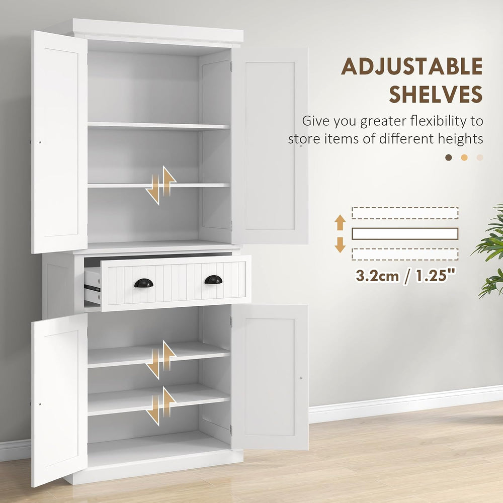 72" Farmhouse Kitchen Pantry Cabinet with Drawer and Adjustable Shelves ...