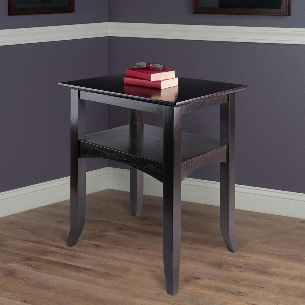 Camden Solid Wood End Table with Lower Shelf, Traditional Side Table for Livi...