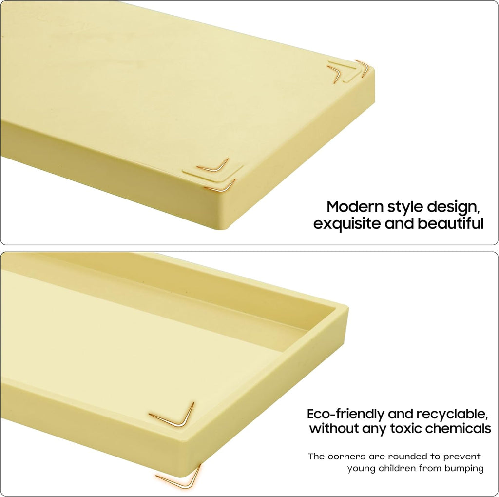 Vanity and Bathroom Tray, 6.3" ABS Countertop Organizer,Waterproof Vanity Tray for Toilet Tank,Perfume,Soap,Keys,Bathroom Accessories,Kitchen and Bath Trays,Non Slip Small Trays,Gold