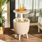 Lagoon Cancún Outdoor Cooler Bar/Cocktail/Coffee 3-in-1 Patio Table (Brown)