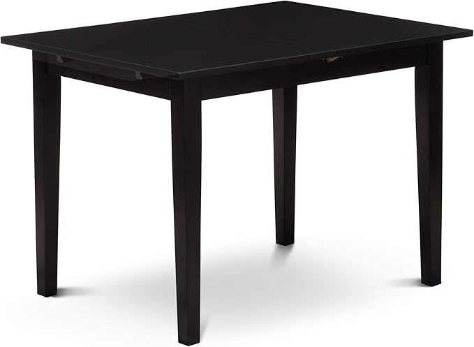 East West Furniture NOCE5-BLK-21 5 Piece Kitchen Table Set for 4 Includes a Rectangle Dining Table with Butterfly Leaf and 4 Mineral Blue Linen Fabric Parsons Chairs, 32x54 Inch, Black