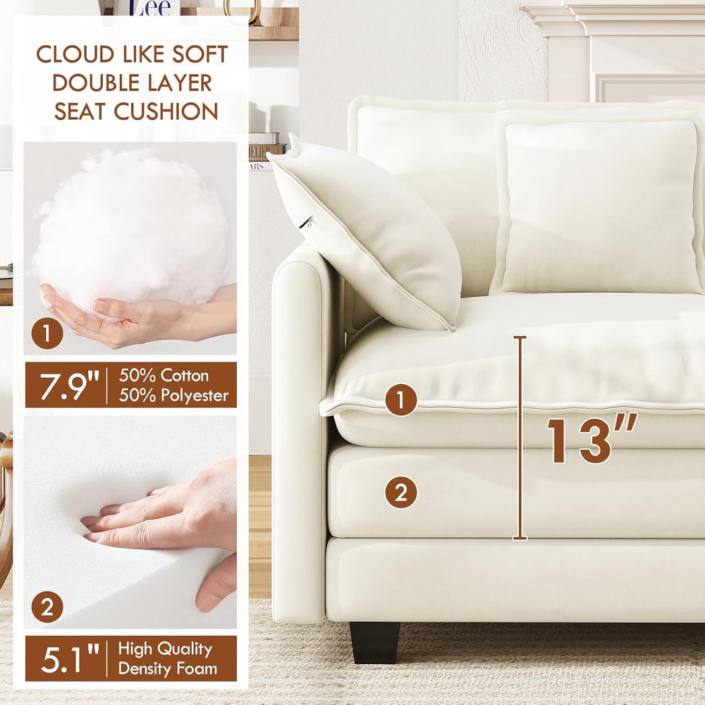 WorthFurni 146" Oversized Modular Sectional Sofa, U Shaped Cloud Couch S...
