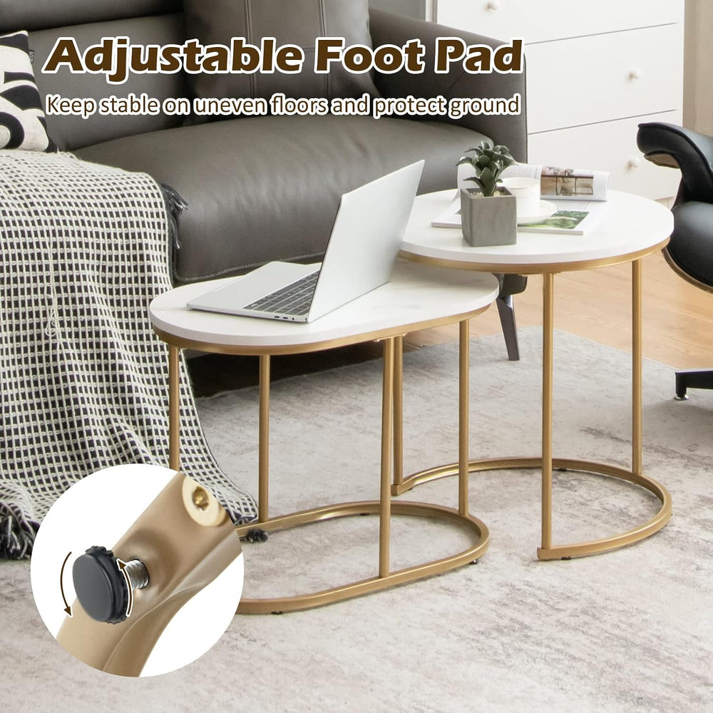 Giantex Modern Nesting Coffee Table Set of 2, Coffee Table & End Table Se...