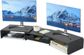 Dual Monitor Stand Riser with Drawer, Computer Stand for Desk, Workspace Desktop Stand, Desk Organizer for Computer, Laptop, TV and More (Black)