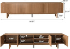 86.61" Mid-Century Modern TV Stand for TVs up to 85", Walnut Entertainment Console with Solid Wood Legs and Large Storage, Sturdy Media Cabinet for Living Room & Bedroom