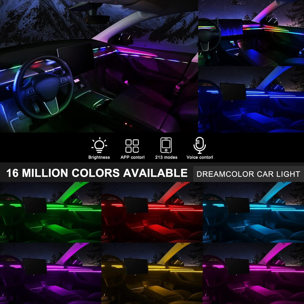 Dreamcolor Acrylic Interior Car LED Strip Light with Wireless APP, RGB 18 in ...
