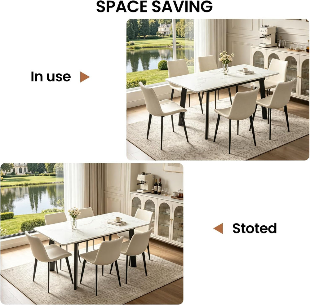 Modern 47.2"-63" Extendable Rectangular Dining Table, White