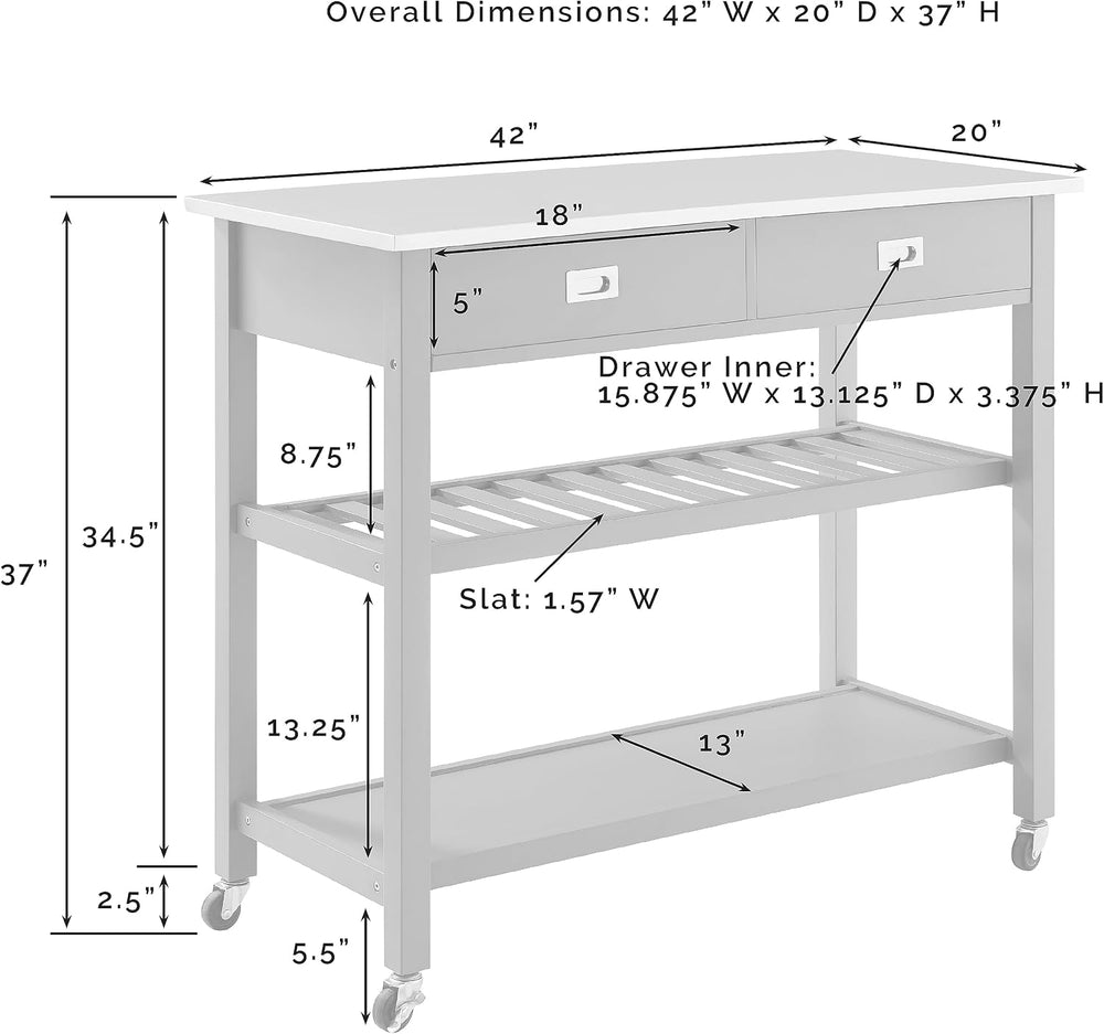 Crosley Furniture Chloe Rolling Kitchen Island | Storage Cart, Microwave Stan...