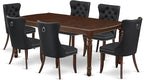 East West Furniture DODA7-MAH-12 7 Piece Dinette Set Includes a Rectangle Dining Table with Butterfly Leaf and 6 Polyester Fabric Upholstered Chairs, 42x78 Inch, Mahogany
